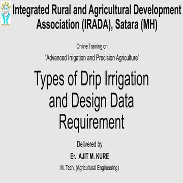 Types of Drip Irrigation and Design Data Requirement