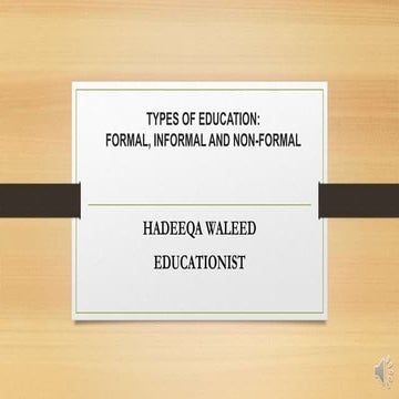Types of education formal, informal and non formal 