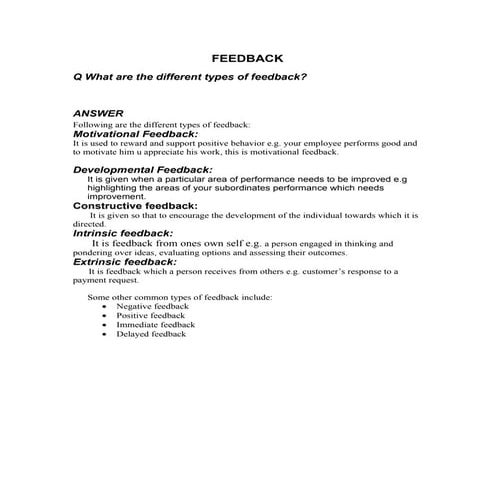 Types of feedback
