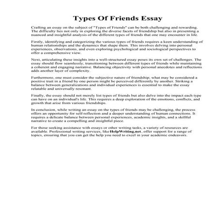 Types Of Friends Essay
