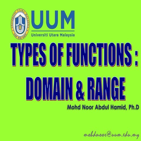 Types of functions and their domain & range - mohd noor | PPSX ...