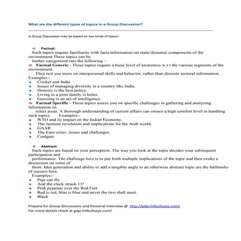 Types of Group Discussion (GD)