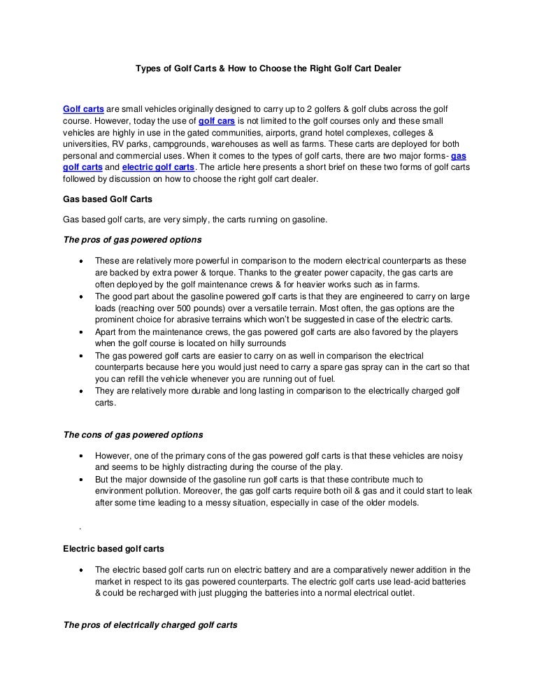 Types of Golf Carts & How to Choose the Right Golf Cart Dealer