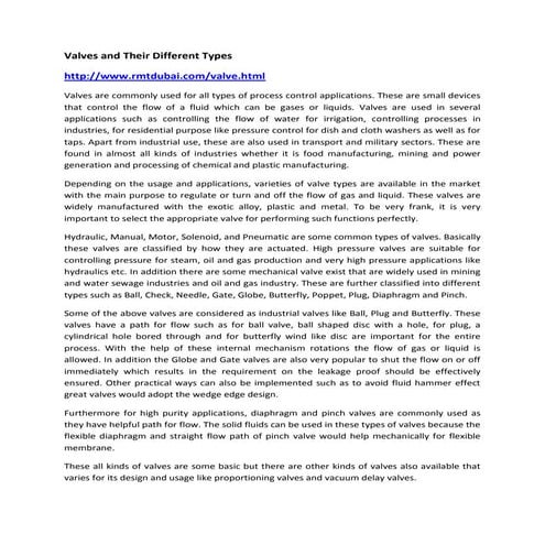 Valves and Their Different Types