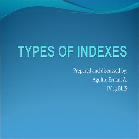 Types of indexes