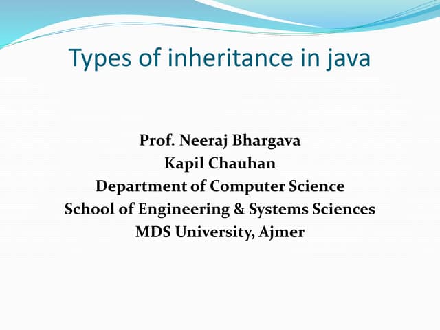 Types of inheritance in java | PPTX | Programming Languages | Computing