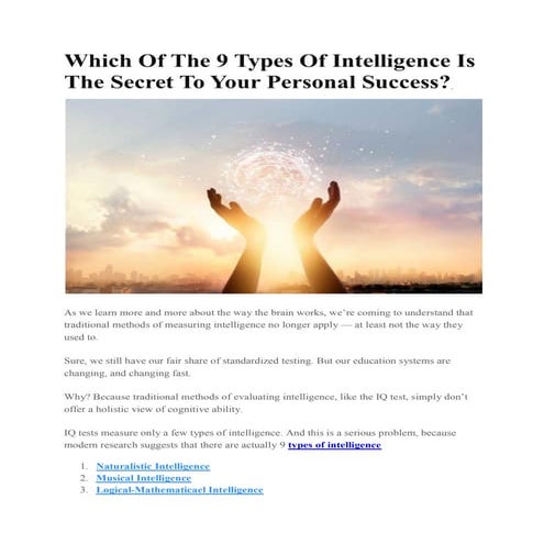 Intelligence & Its Types | PDF