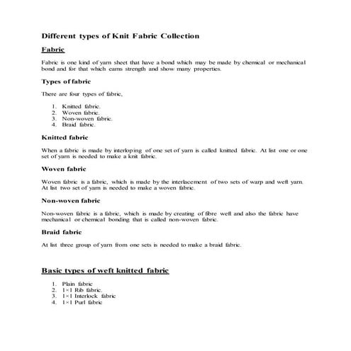 Types of Knitted Fabric