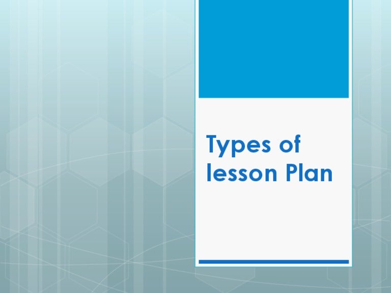 Types of lesson plan