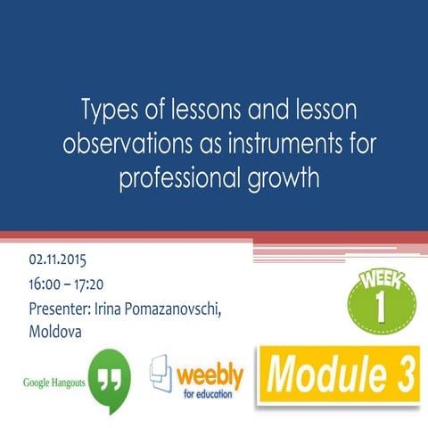 Types of lessons and lesson observations as instruments