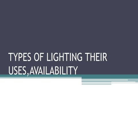 Types of lighting their uses,availability