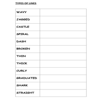 Types of lines worksheet