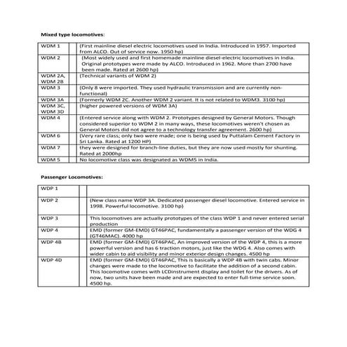 Types of locomotives in indian railways