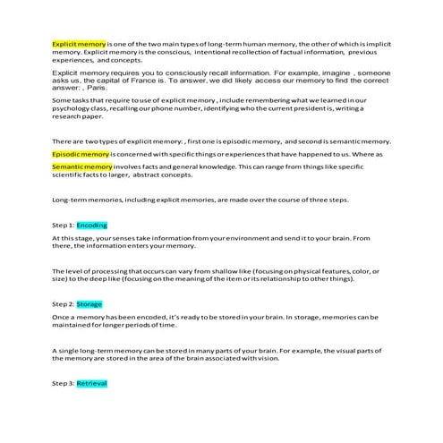 Types of long term memory | DOCX