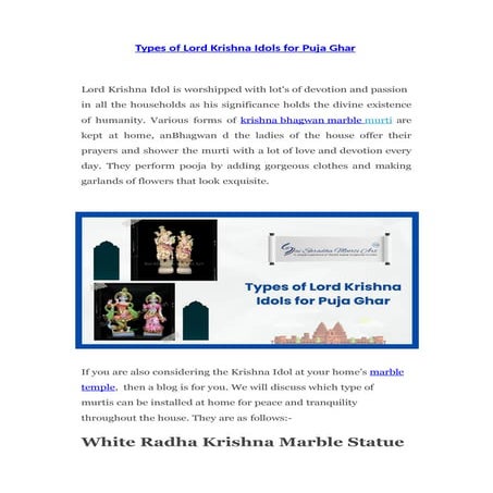 Types of Lord Krishna Idols for Puja Ghar | PPTX