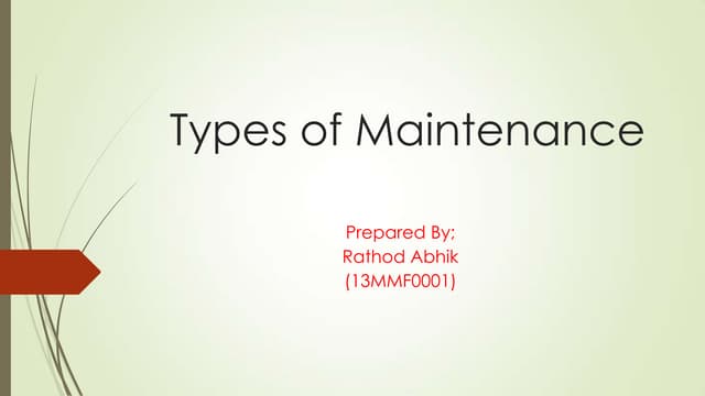 Types of maintenance