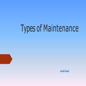 Types of maintenance, maintenance in plant ,maintenance type  