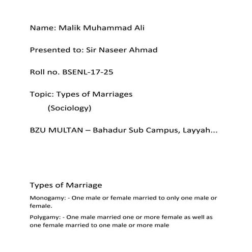 Types of Marriages