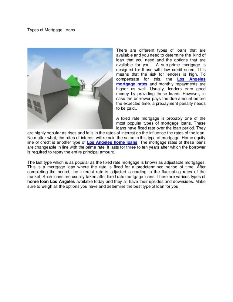 Types of mortgage loans