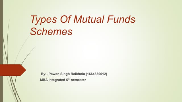 Types of mutual funds schemes 