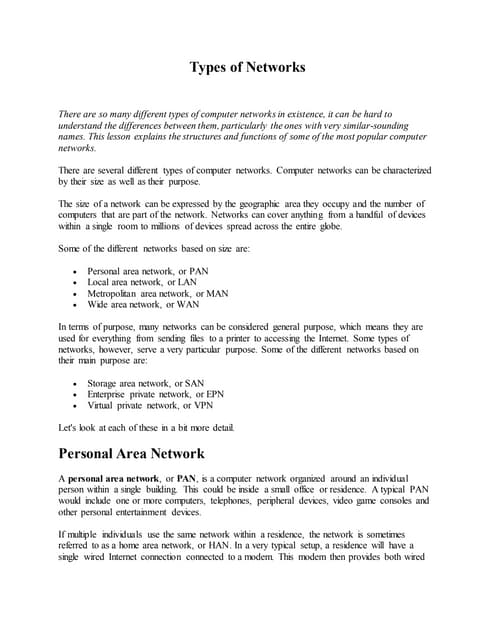Types of network