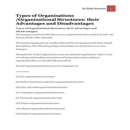 Types of organisational 