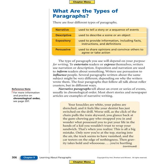 Types of paragraphs