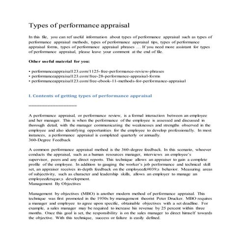 Types of performance appraisal