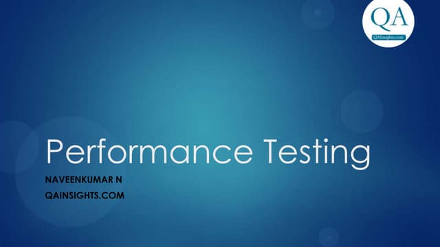Types of performance testing