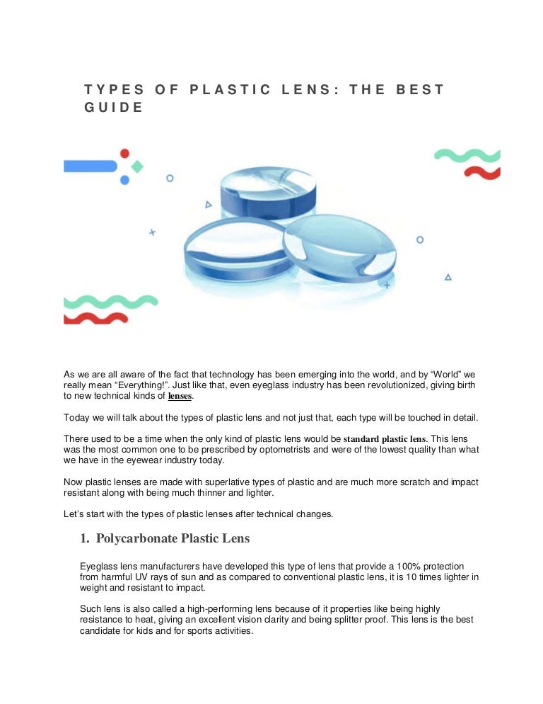 plastic eyeglass lenses