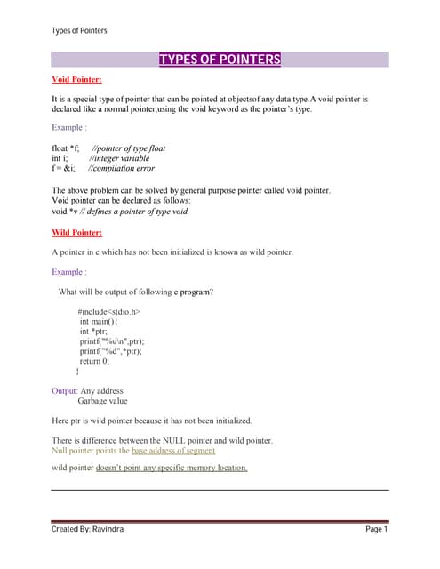 Types of pointer in C | PDF