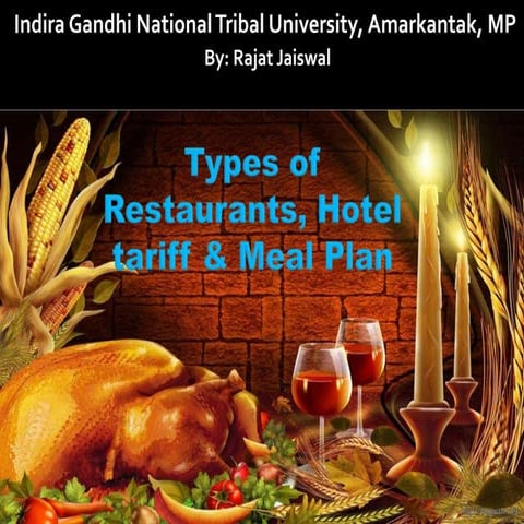 Types of Restaurant, Hotel tariff and Meal plan