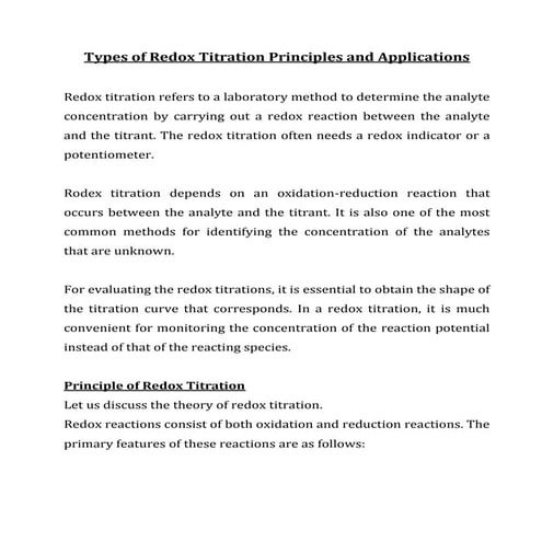 Types of Redox Titration &  Principles and Applications.pdf