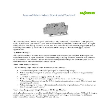 Types of Relay - Which One Should You Use