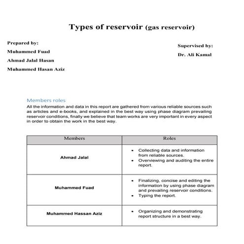 Types of reservoir (gas reservoir)
