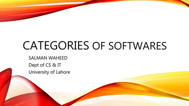 Categories of softwares