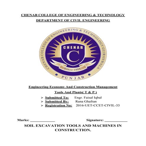 Types of soil excavation tools and machines in construction