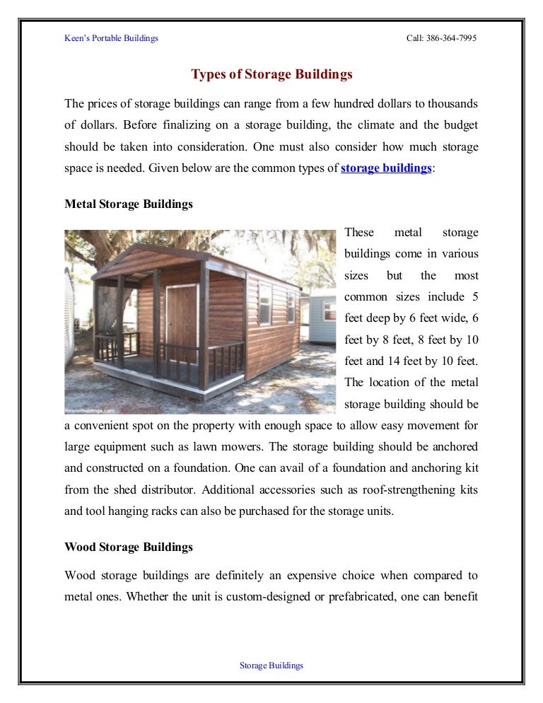 Types of storage buildings