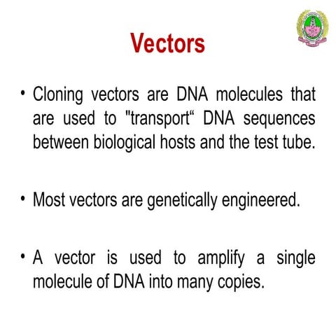 Types of cloning Vectors for gene transfer