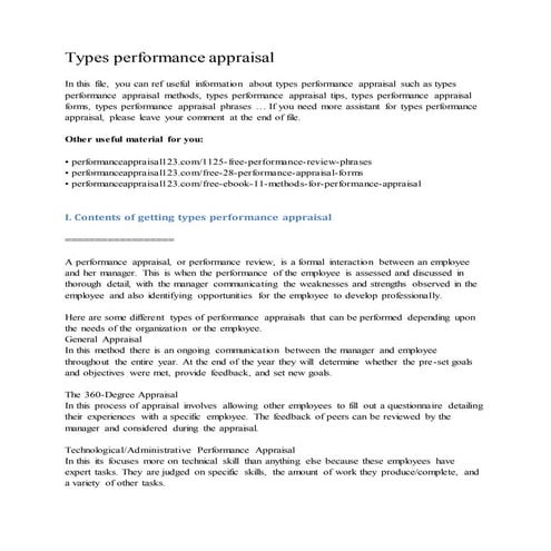Types performance appraisal