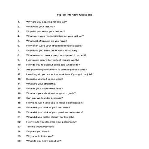 Typical Interview Questions | DOC