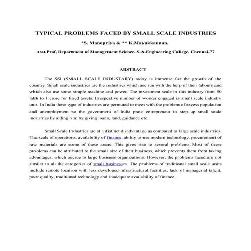 Typical problems faced by ssi