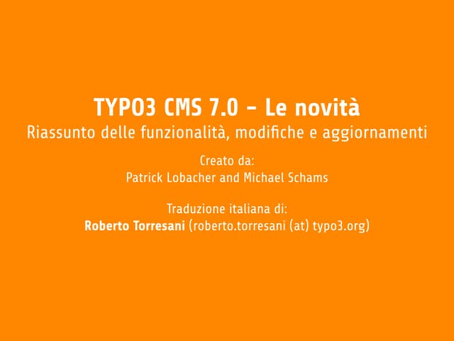 TYPO3 7.0 - Le novità