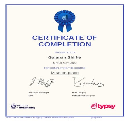 Typsy Certificate - Gajanan Shirke - Mise en place.pdf