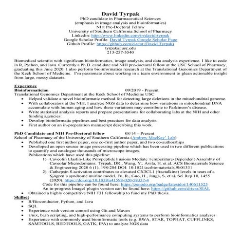 David Tyrpak CV