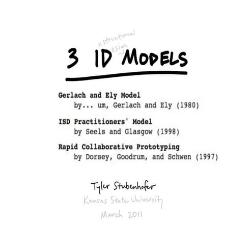 3 Instructional Design Models