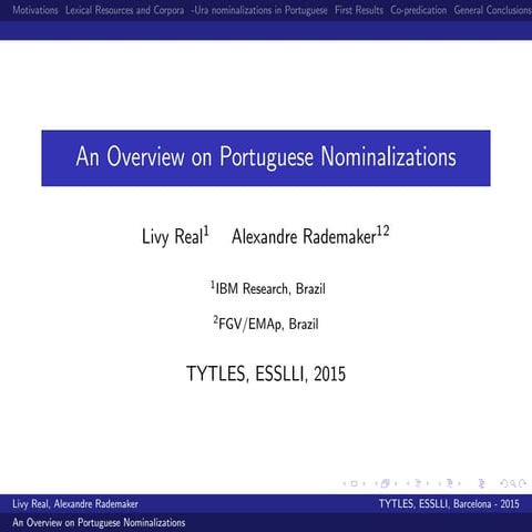 An Overview on Portuguese Nominalizations