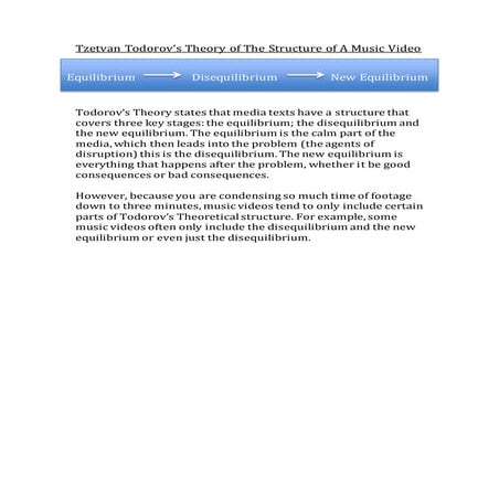 Tzetvan todorov’s theory of the structure of a music video