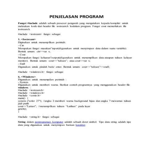 Penjelasan Program