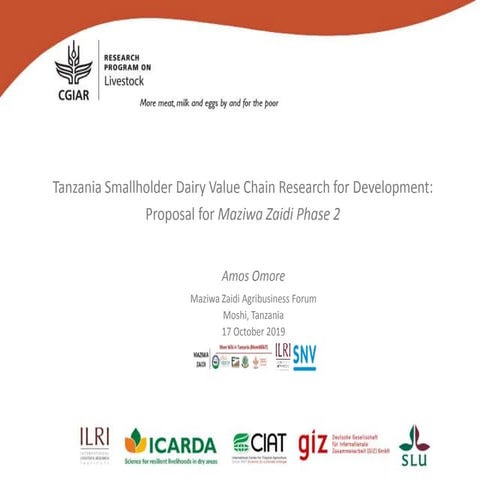 Tanzania Smallholder Dairy Value Chain Research for Development: Proposal for...